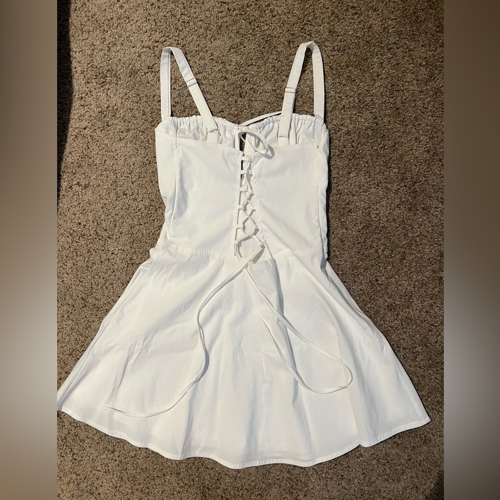 Women’s white mini dress back hollow out Y2K